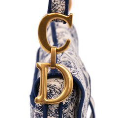 Canvas Embroidered Toile de Jouy Saddle Bag