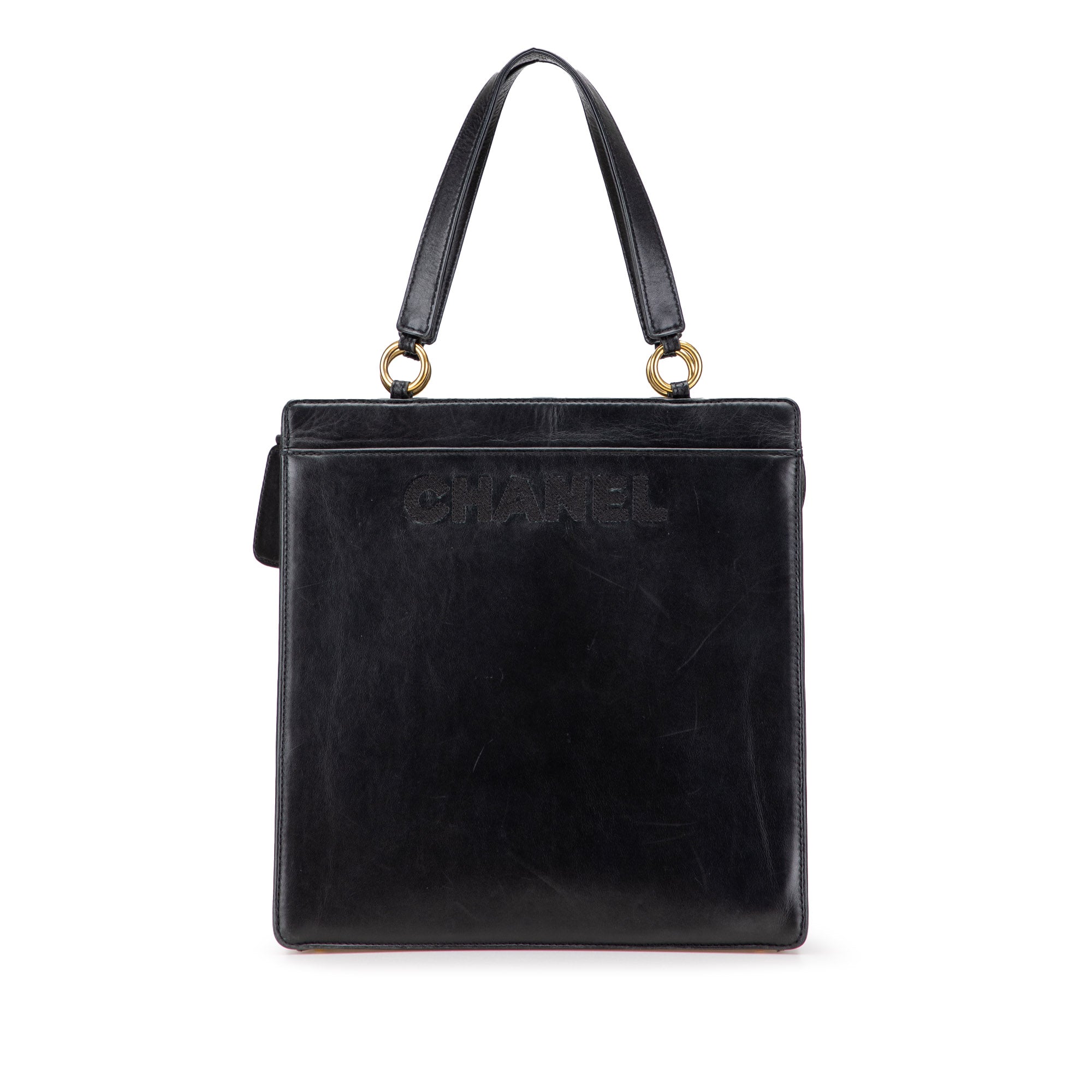 Lambskin Embroidered Logo Tote