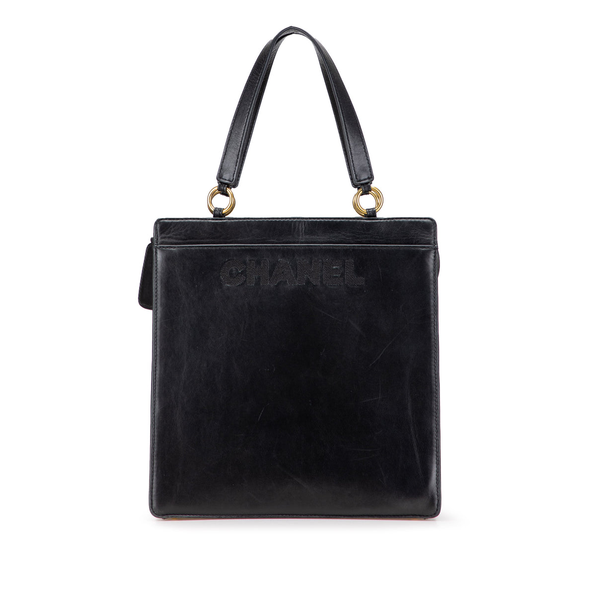 Lambskin Embroidered Logo Tote