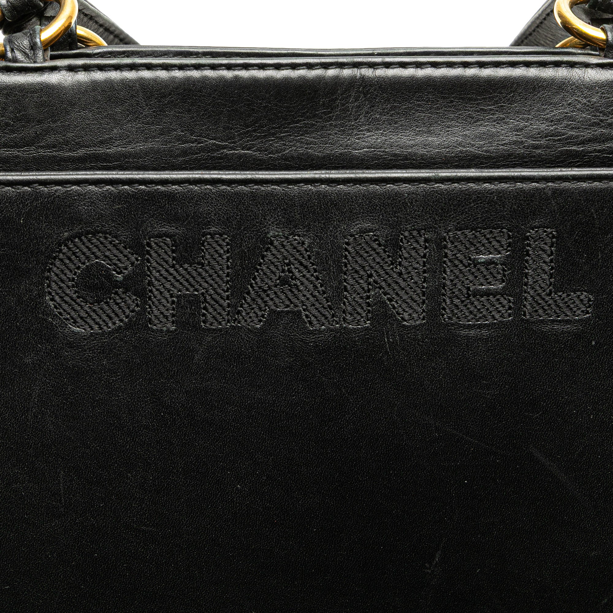 Lambskin Embroidered Logo Tote