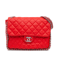 Maxi Washed Lambskin Chain Around Flap