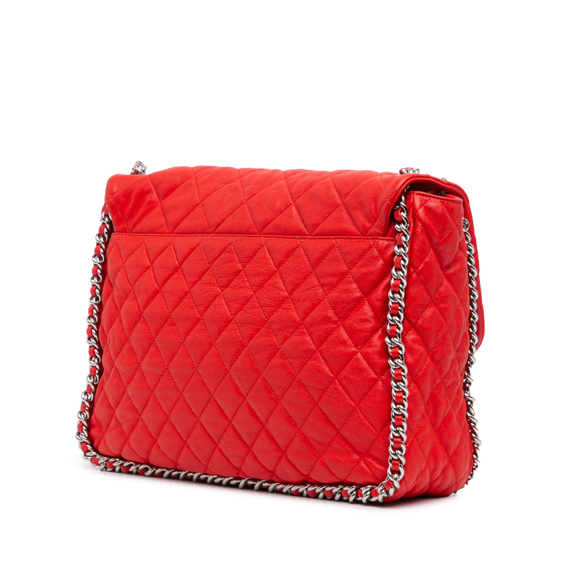 Maxi Washed Lambskin Chain Around Flap