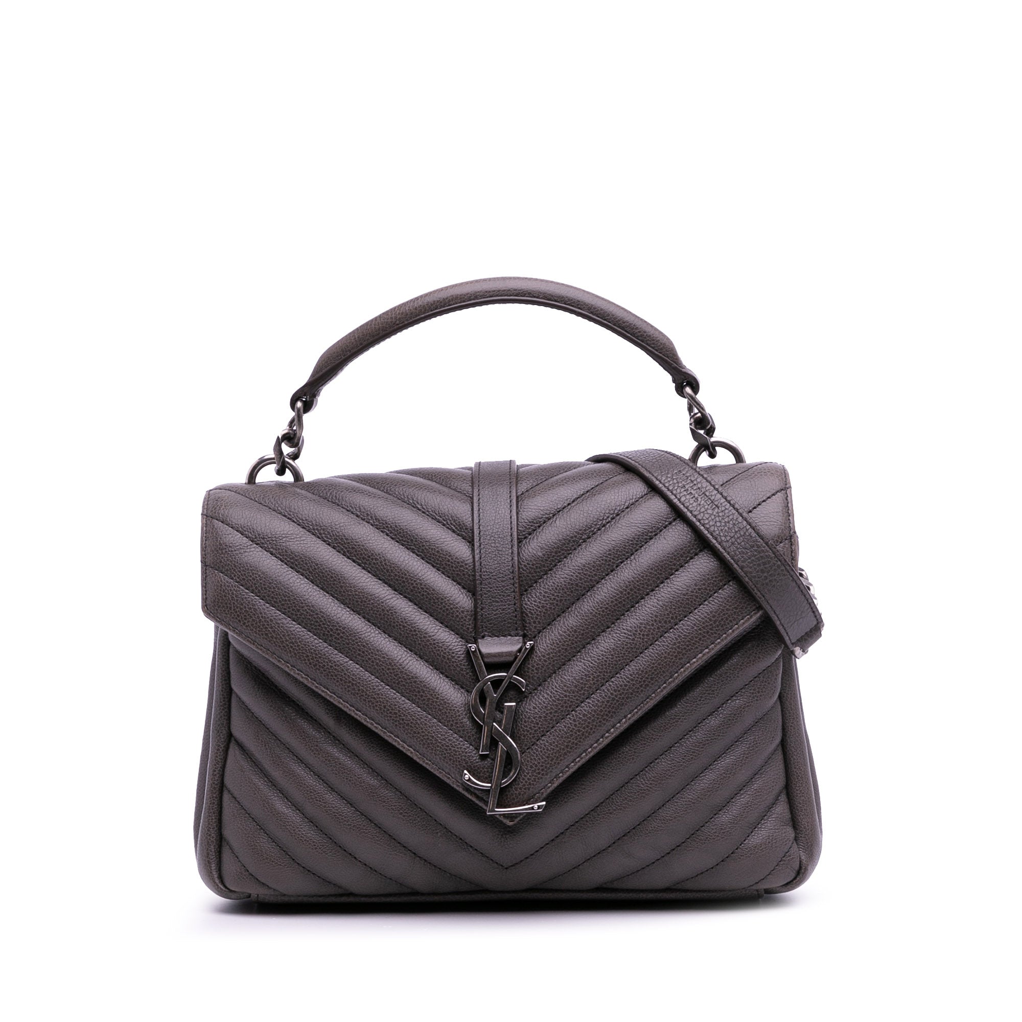 Medium Quilted Chevron Sheepskin College Satchel