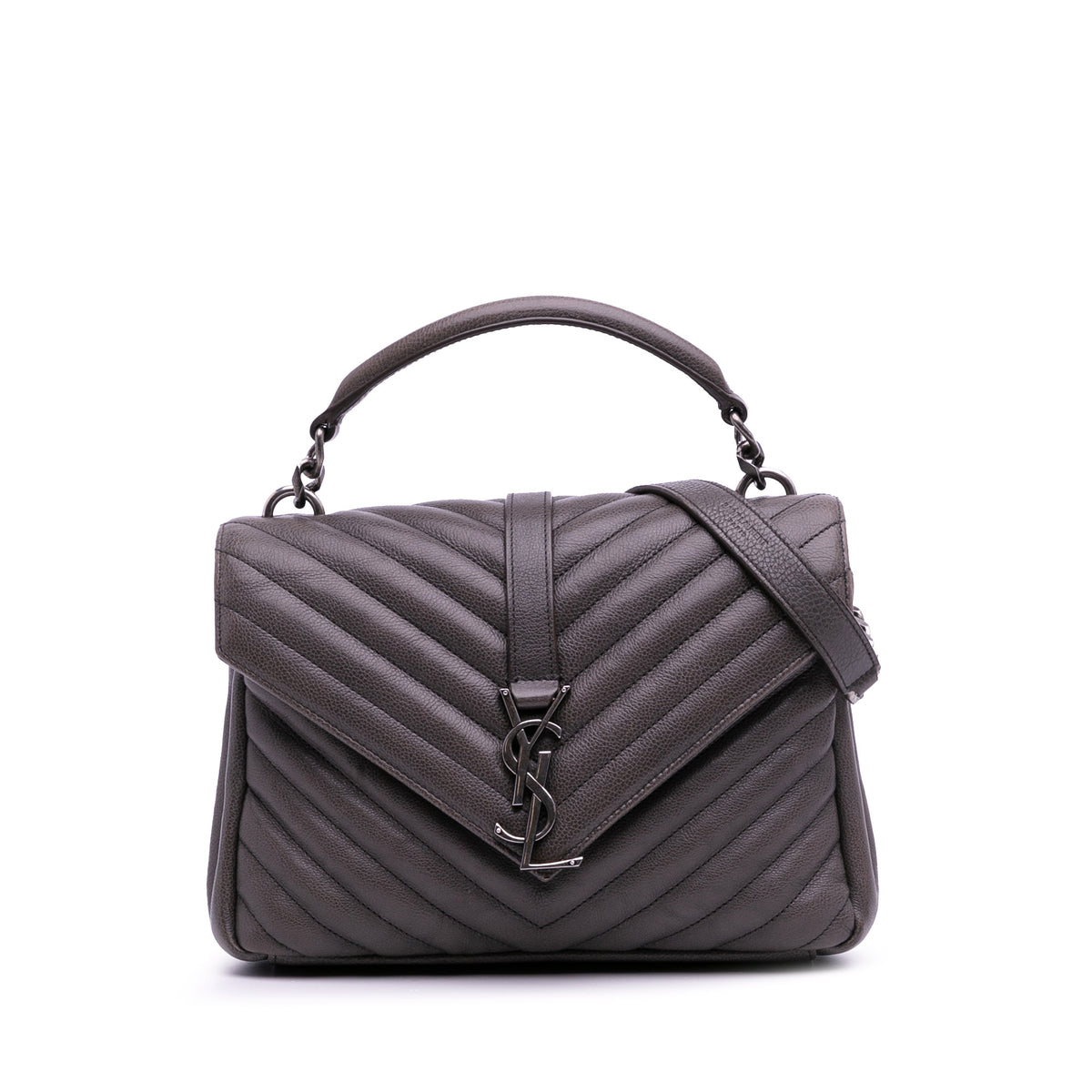 Medium Quilted Chevron Sheepskin College Satchel