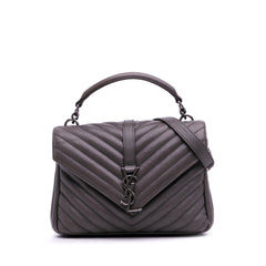 Medium Quilted Chevron Sheepskin College Satchel