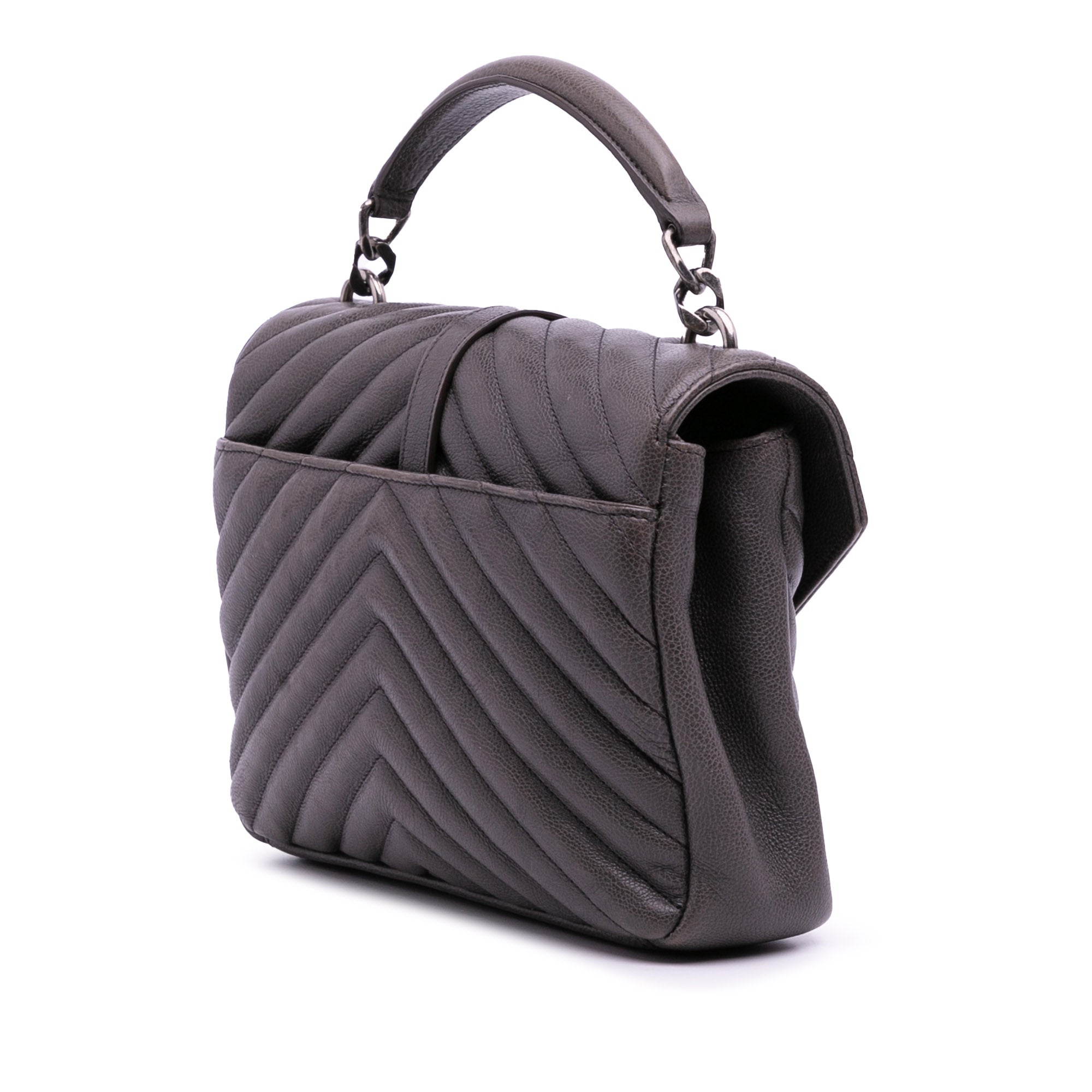 Medium Quilted Chevron Sheepskin College Satchel