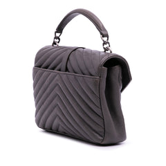 Medium Quilted Chevron Sheepskin College Satchel