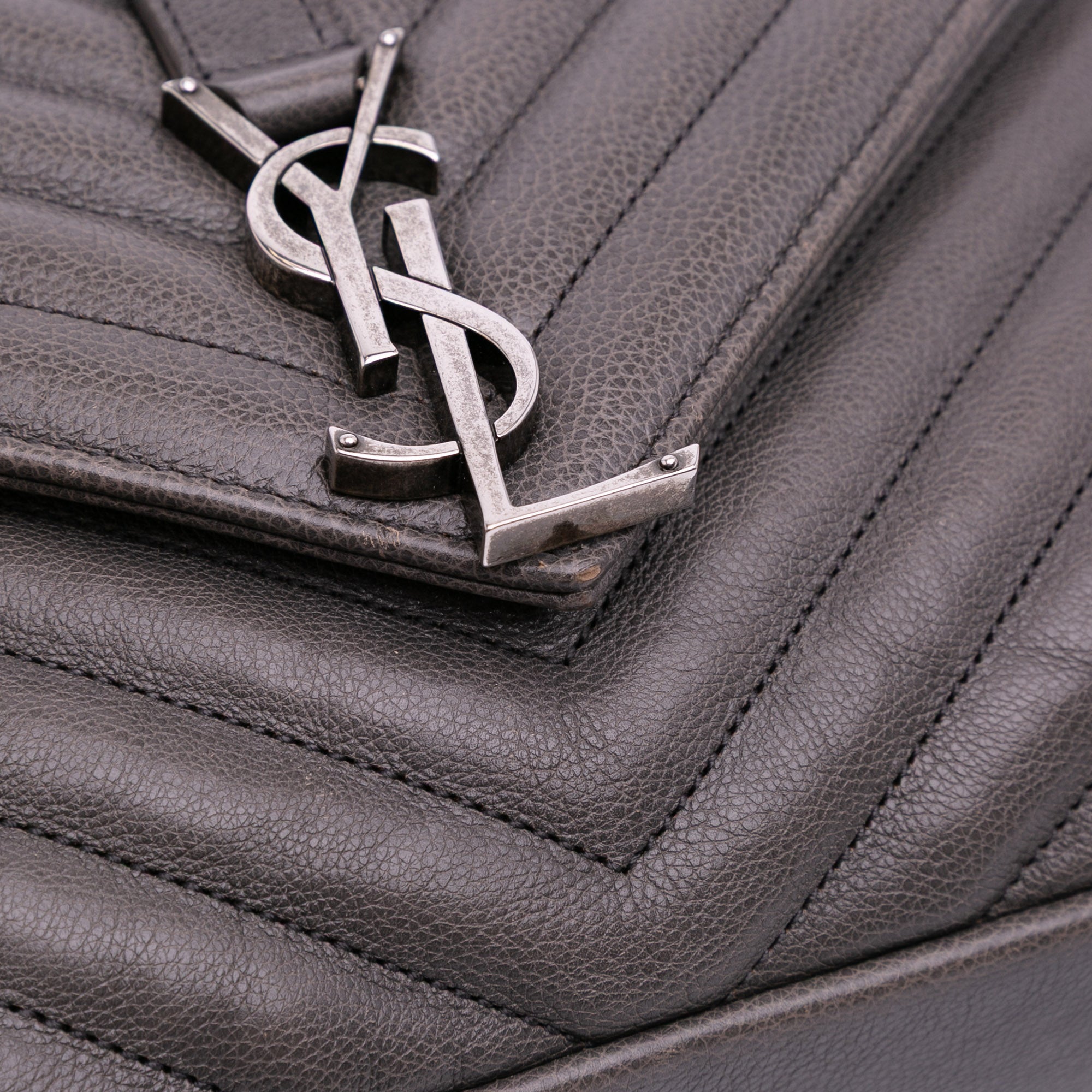 Medium Quilted Chevron Sheepskin College Satchel
