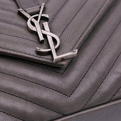 Medium Quilted Chevron Sheepskin College Satchel