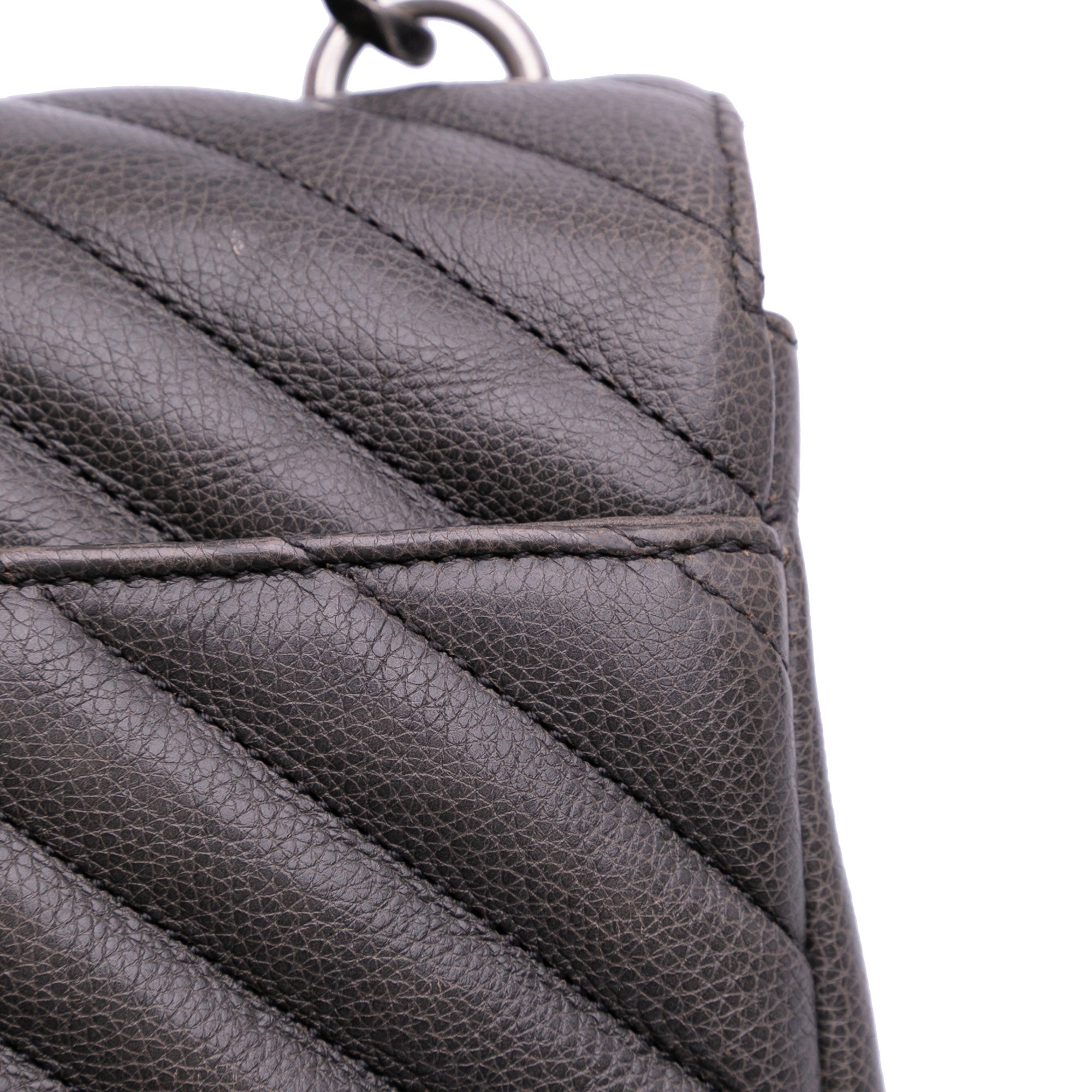 Medium Quilted Chevron Sheepskin College Satchel