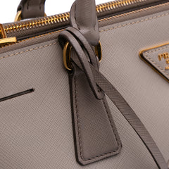 Medium Bicolor Saffiano Lux Galleria Double Zip Satchel