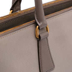 Medium Bicolor Saffiano Lux Galleria Double Zip Satchel