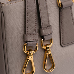 Medium Bicolor Saffiano Lux Galleria Double Zip Satchel