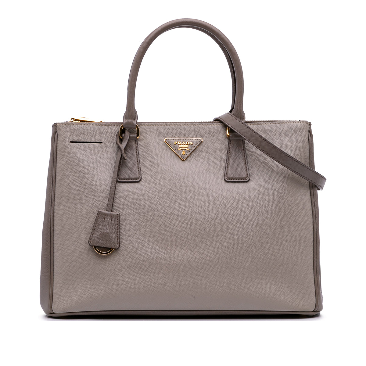 Medium Bicolor Saffiano Lux Galleria Double Zip Satchel