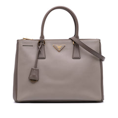 Medium Bicolor Saffiano Lux Galleria Double Zip Satchel