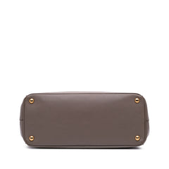 Medium Bicolor Saffiano Lux Galleria Double Zip Satchel