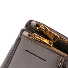 Medium Bicolor Saffiano Lux Galleria Double Zip Satchel