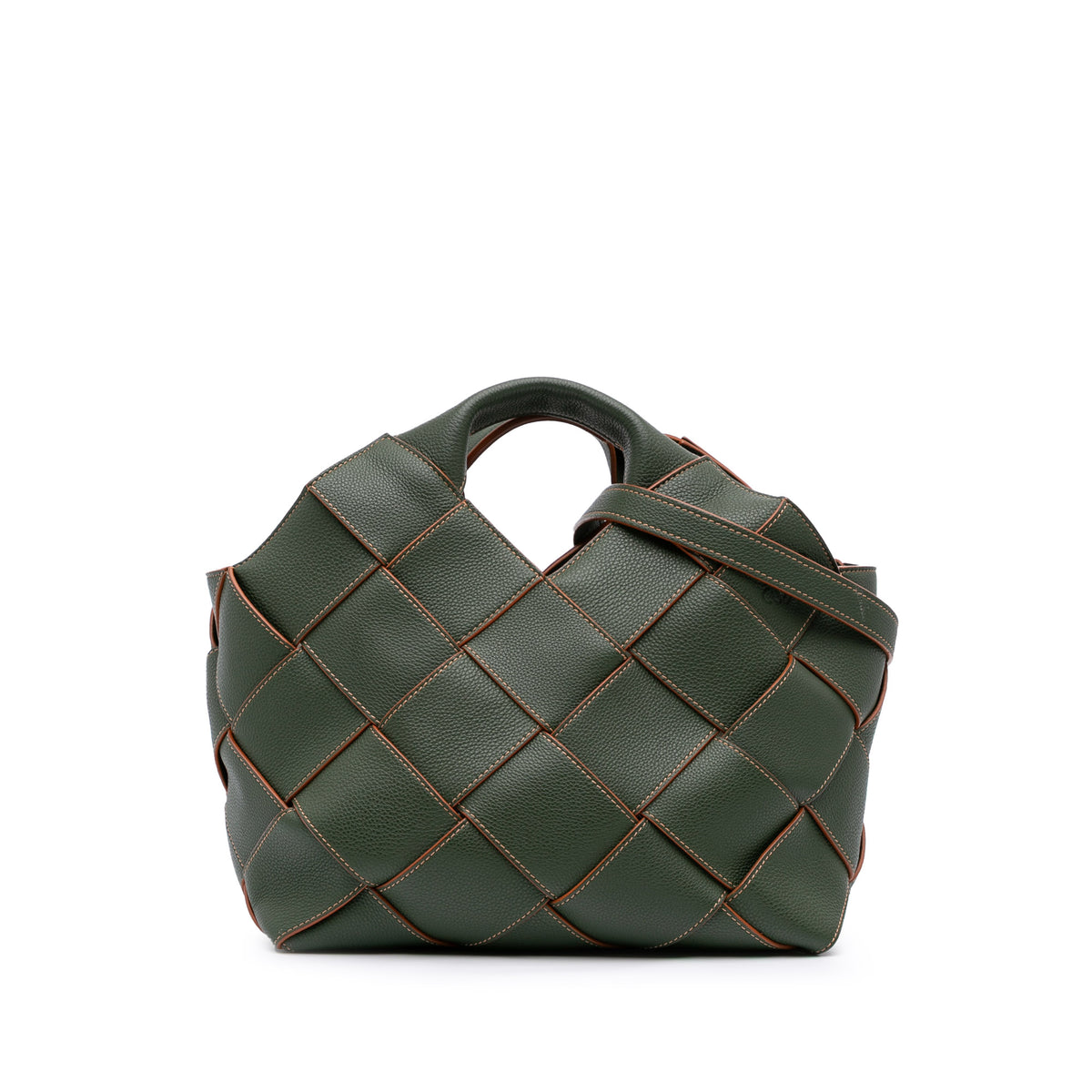 Small Woven Leather Surplus Basket Bag