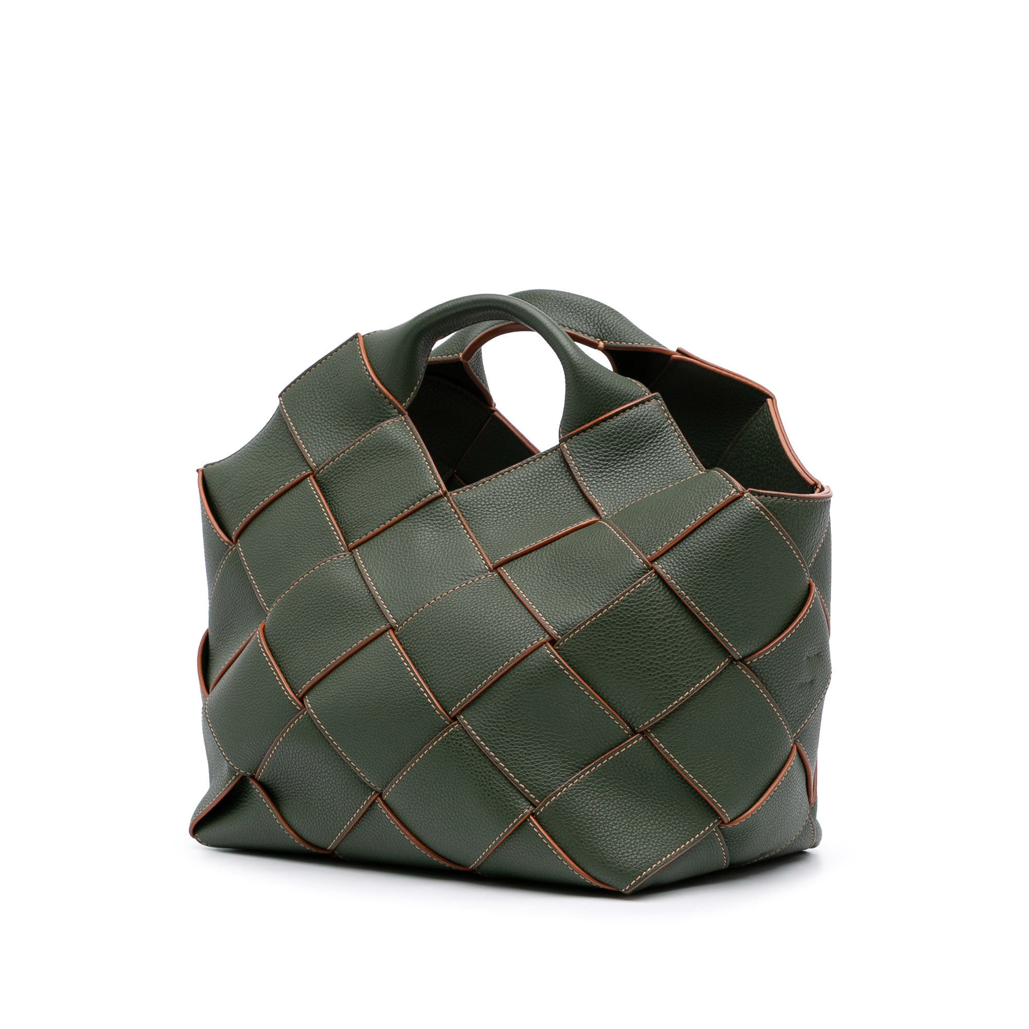 Small Woven Leather Surplus Basket Bag