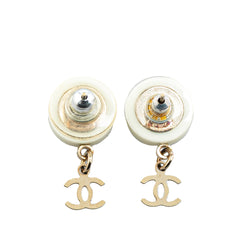 Gold Plated Acrylic CC Dangle Coco Chanel Push Back Earrings