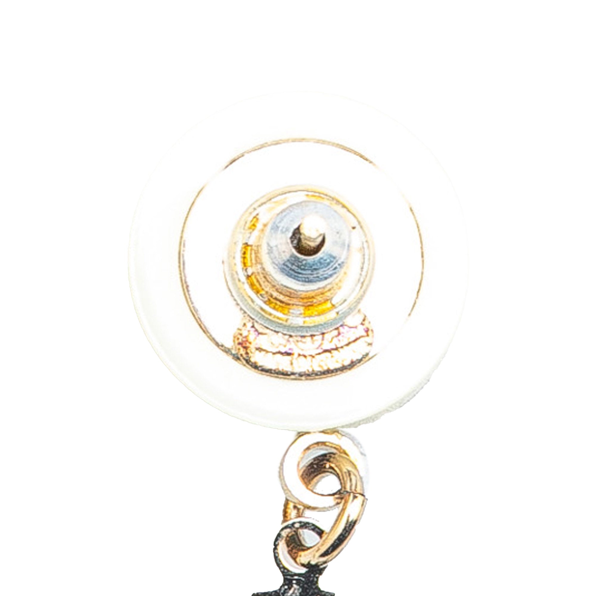 Gold Plated Acrylic CC Dangle Coco Chanel Push Back Earrings