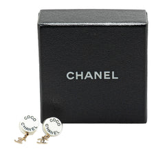 Gold Plated Acrylic CC Dangle Coco Chanel Push Back Earrings