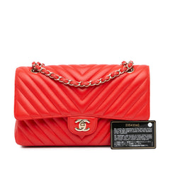 Medium Classic Chevron Lambskin Double Flap