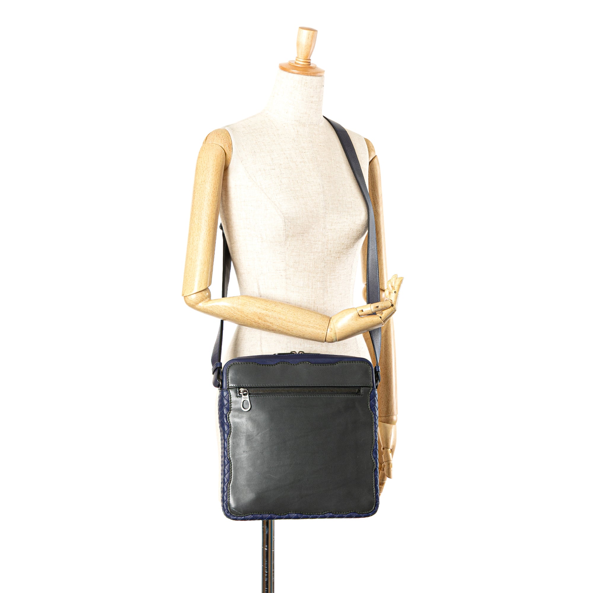 Intrecciato Trimmed Leather Crossbody