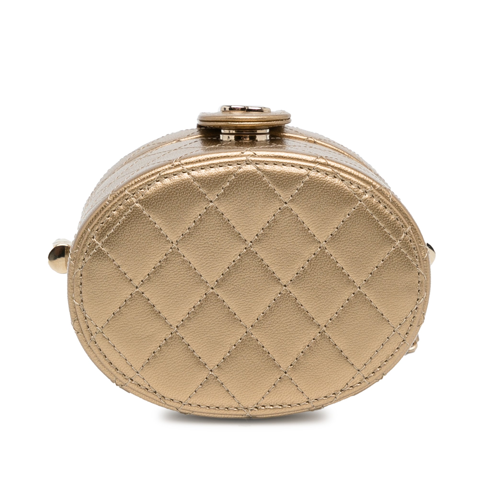 CC Metallic Lambskin Round Vanity Case_4