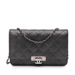 Quilted Metallic Caviar Golden Class Wallet On Chain