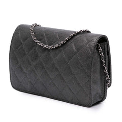 Quilted Metallic Caviar Golden Class Wallet On Chain