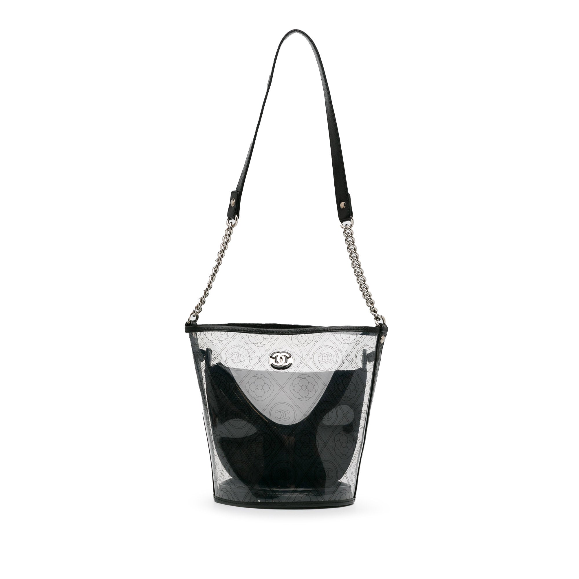 Crumpled Calfskin PVC Camellia Bucket_0