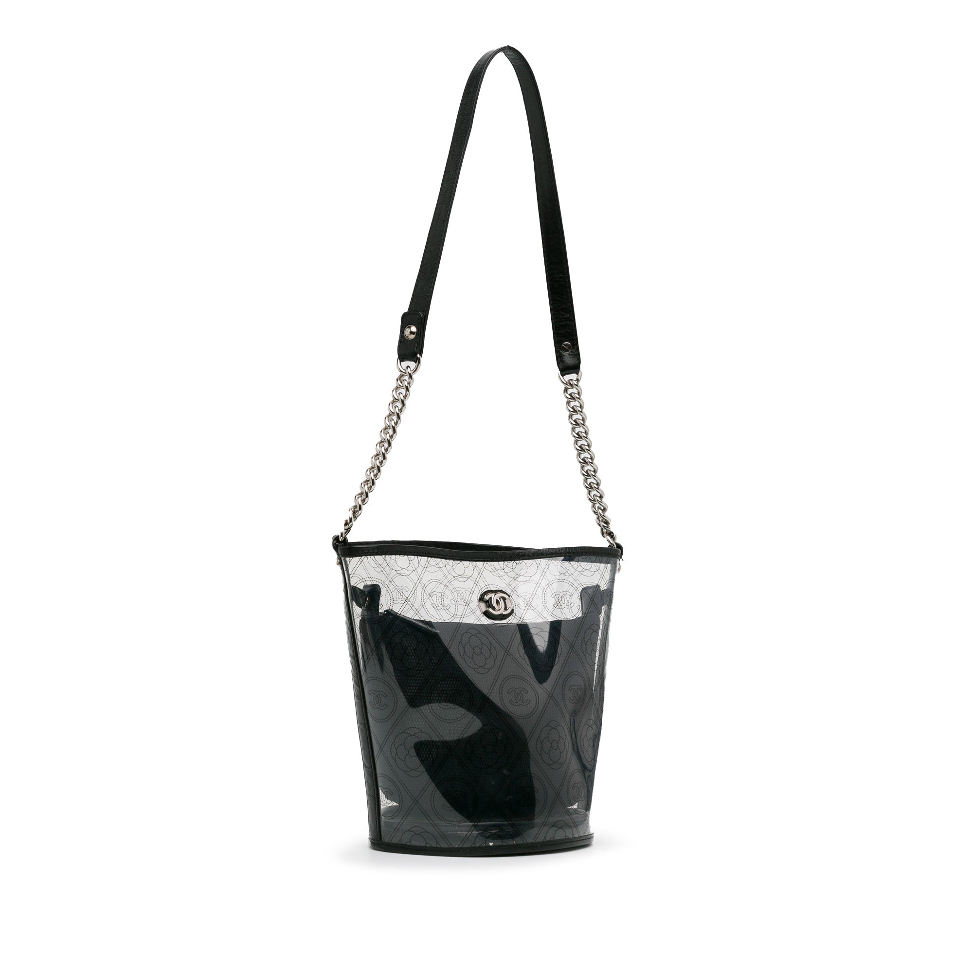 Crumpled Calfskin PVC Camellia Bucket_1