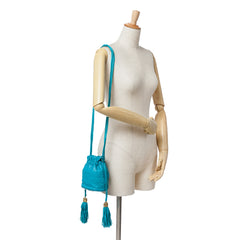 Quilted Lambskin Drawstring Tassel Bucket Bag
