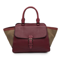 Leather and Mega Check Canvas Harcourt Satchel