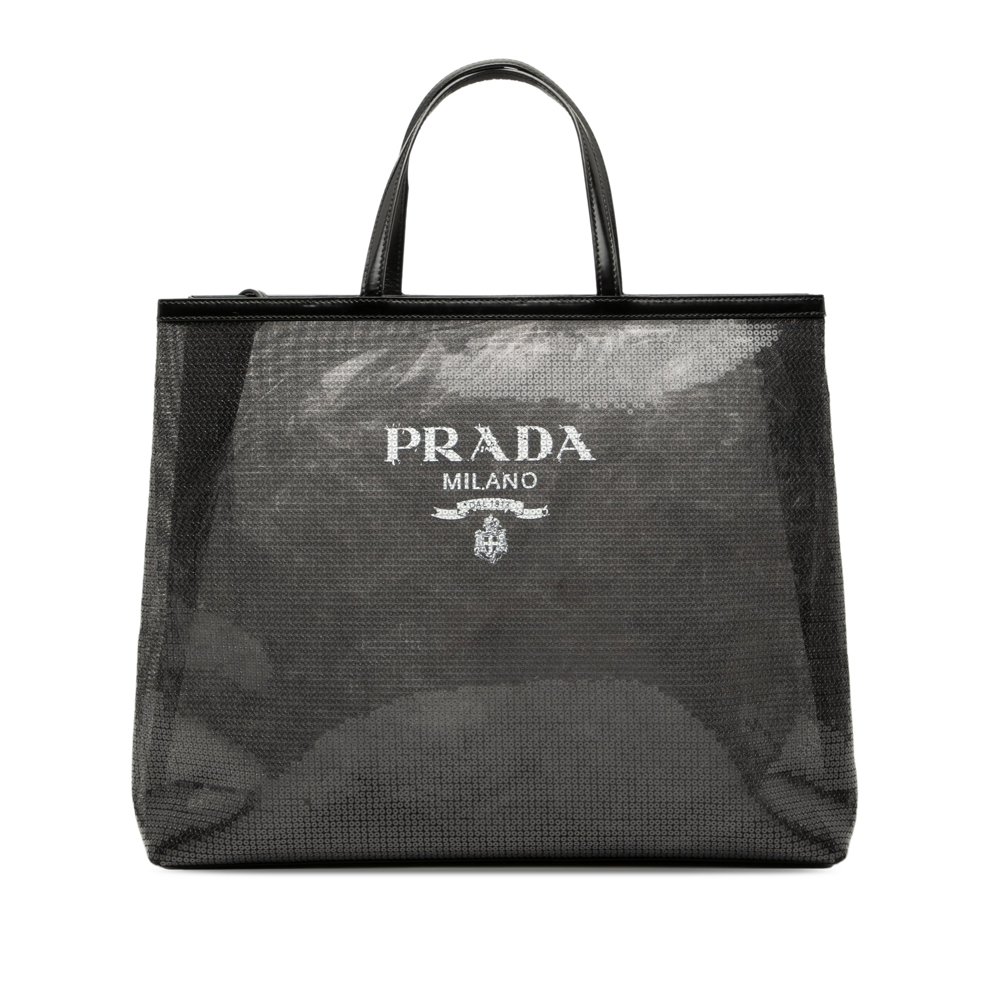 Large Sequined Mesh Logo Tote