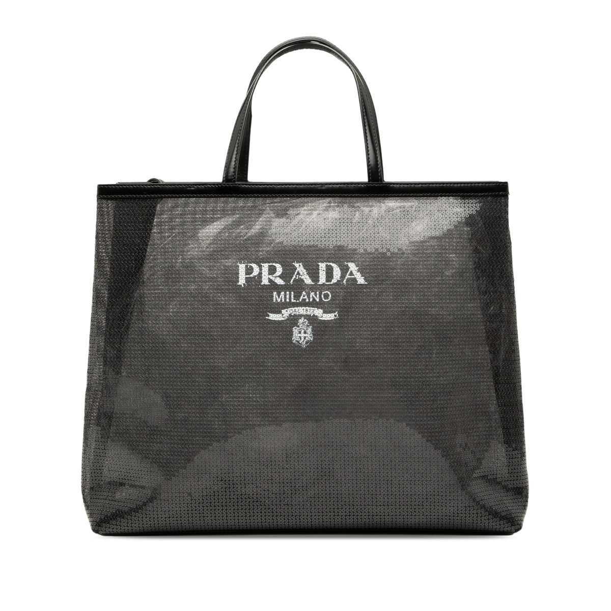 Large Sequined Mesh Logo Tote