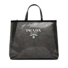 Large Sequined Mesh Logo Tote