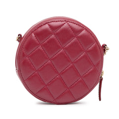 Quilted Lambskin Round Pearl Clutch with Chain_3