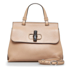 Small Leather Bamboo Daily Satchel