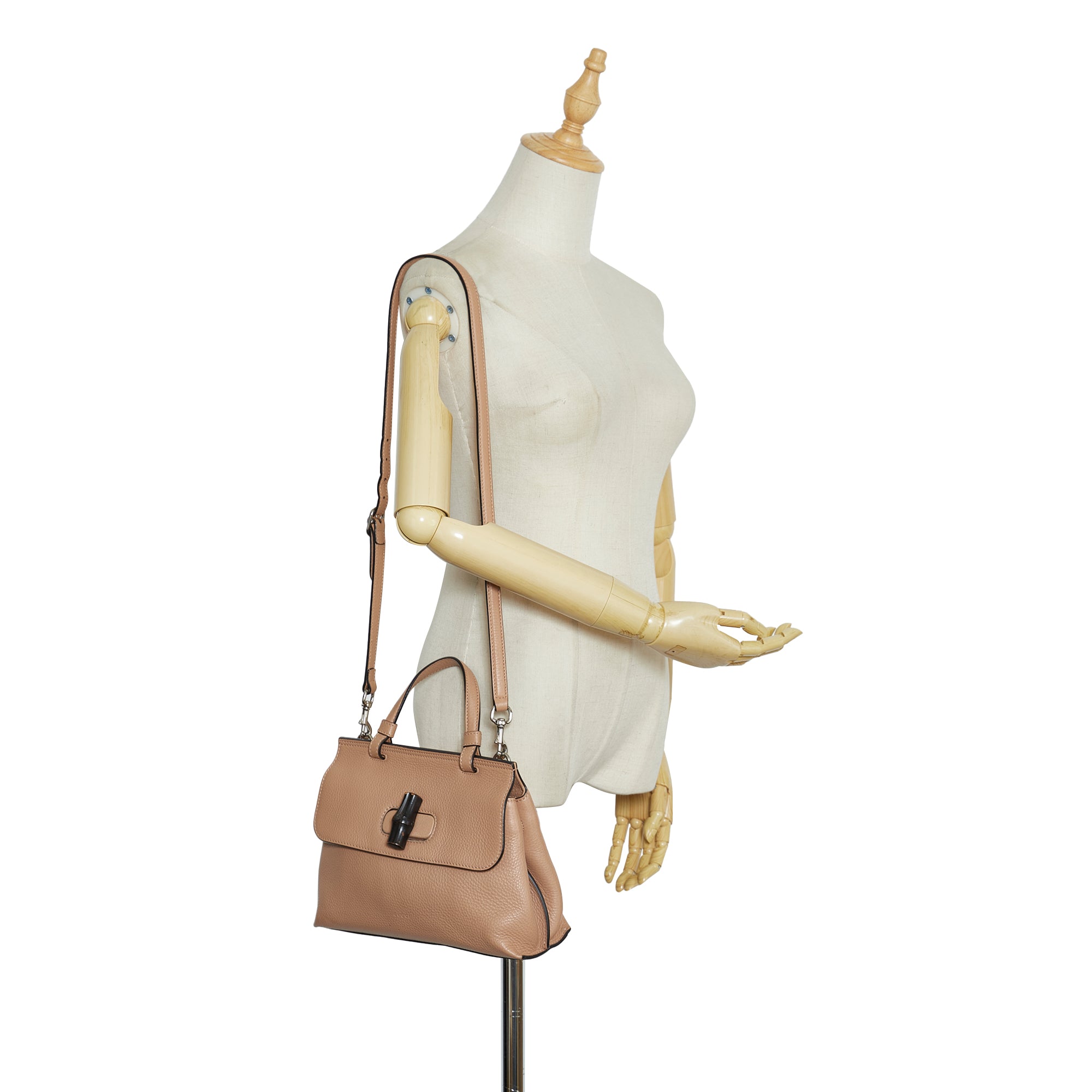 Small Leather Bamboo Daily Satchel