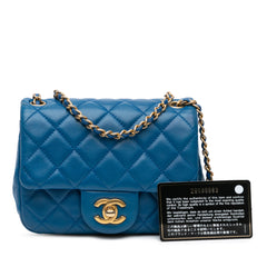 Mini Square Classic Lambskin Pearl Crush Single Flap