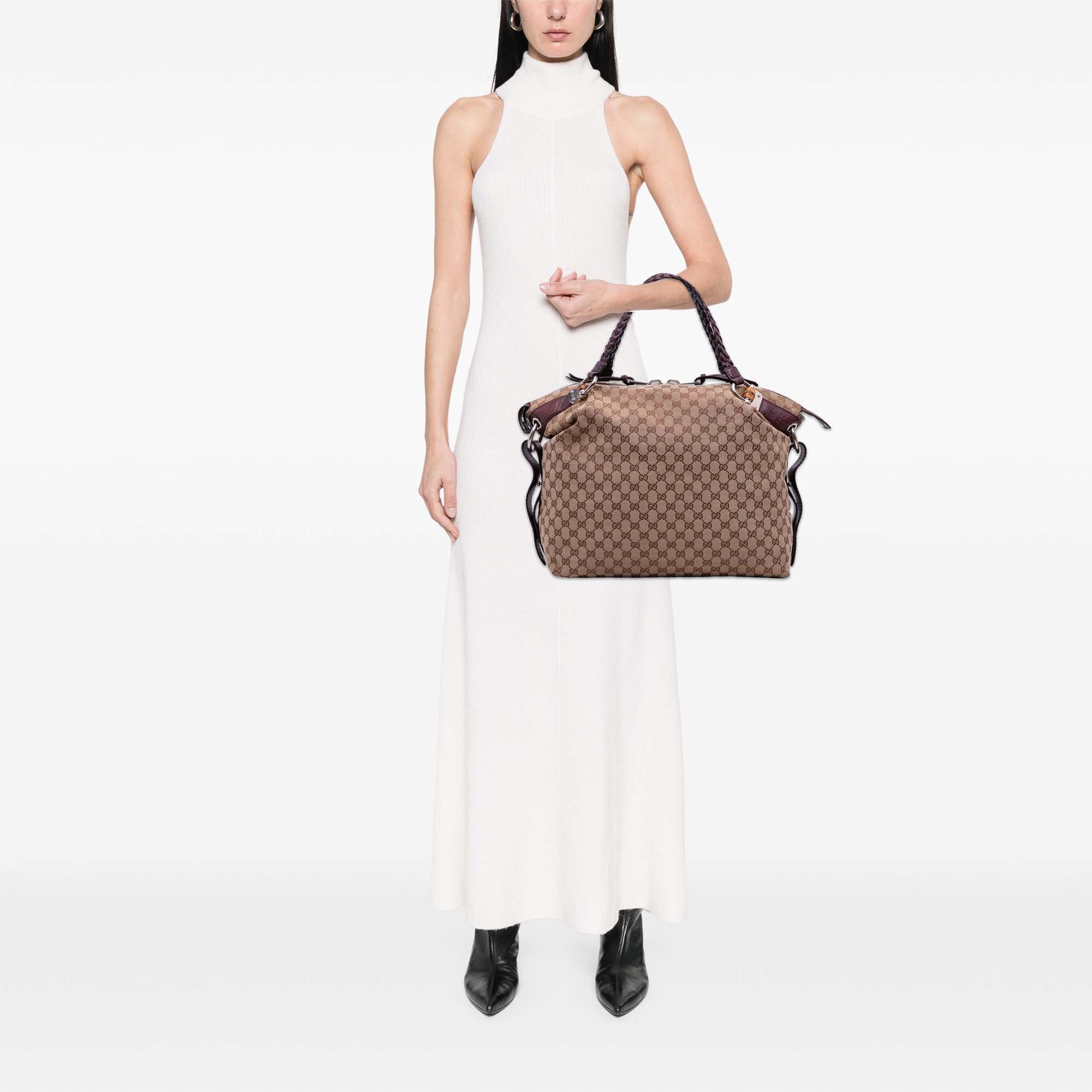 Large GG Canvas Bamboo Bar Tote