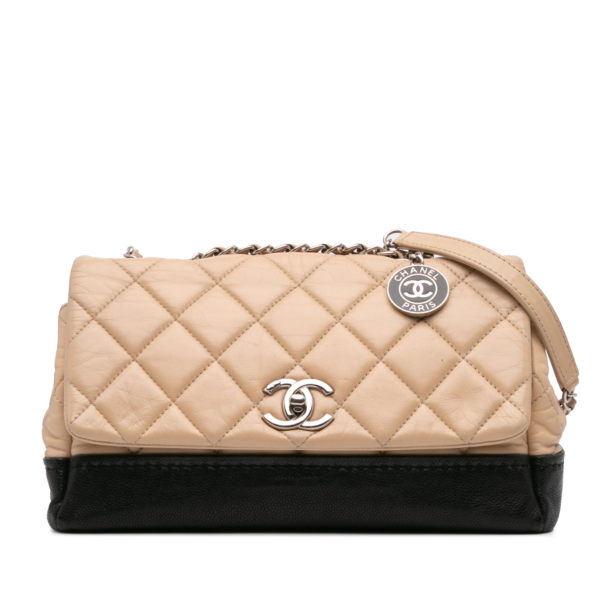 CC Bicolor Quilted Calfskin and Caviar Single Flap