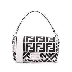 Zucca Embroidered Canvas Baguette Satchel