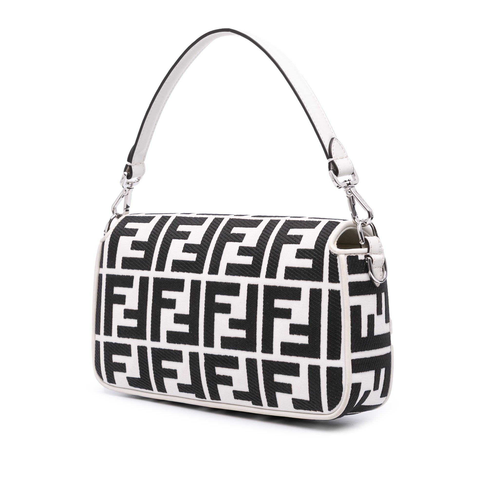 Zucca Embroidered Canvas Baguette Satchel