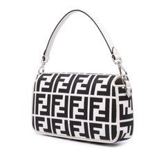 Zucca Embroidered Canvas Baguette Satchel