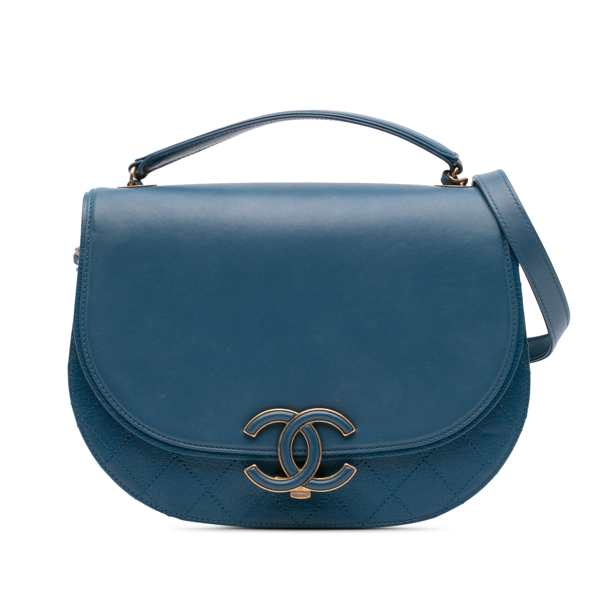 Medium Shiny Calfksin and Goatskin Coco Curve Flap