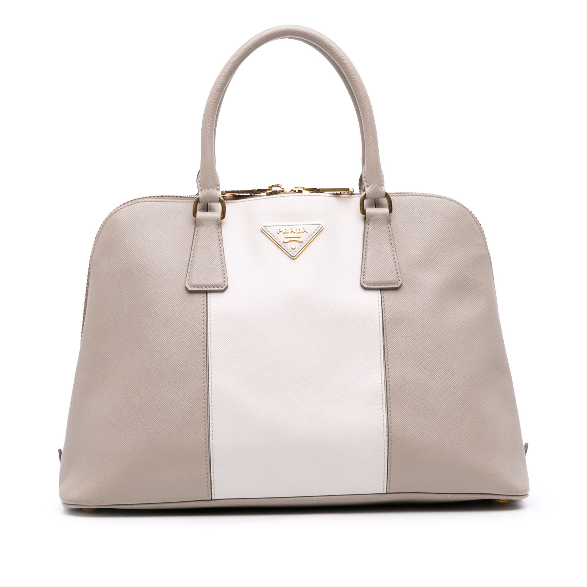 Medium Bicolor Saffiano Lux Promenade Satchel