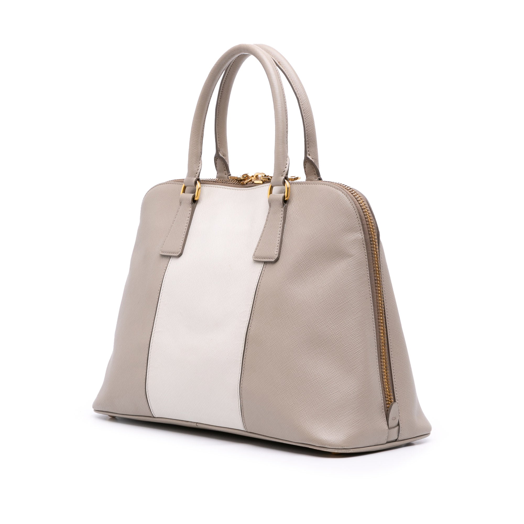 Medium Bicolor Saffiano Lux Promenade Satchel